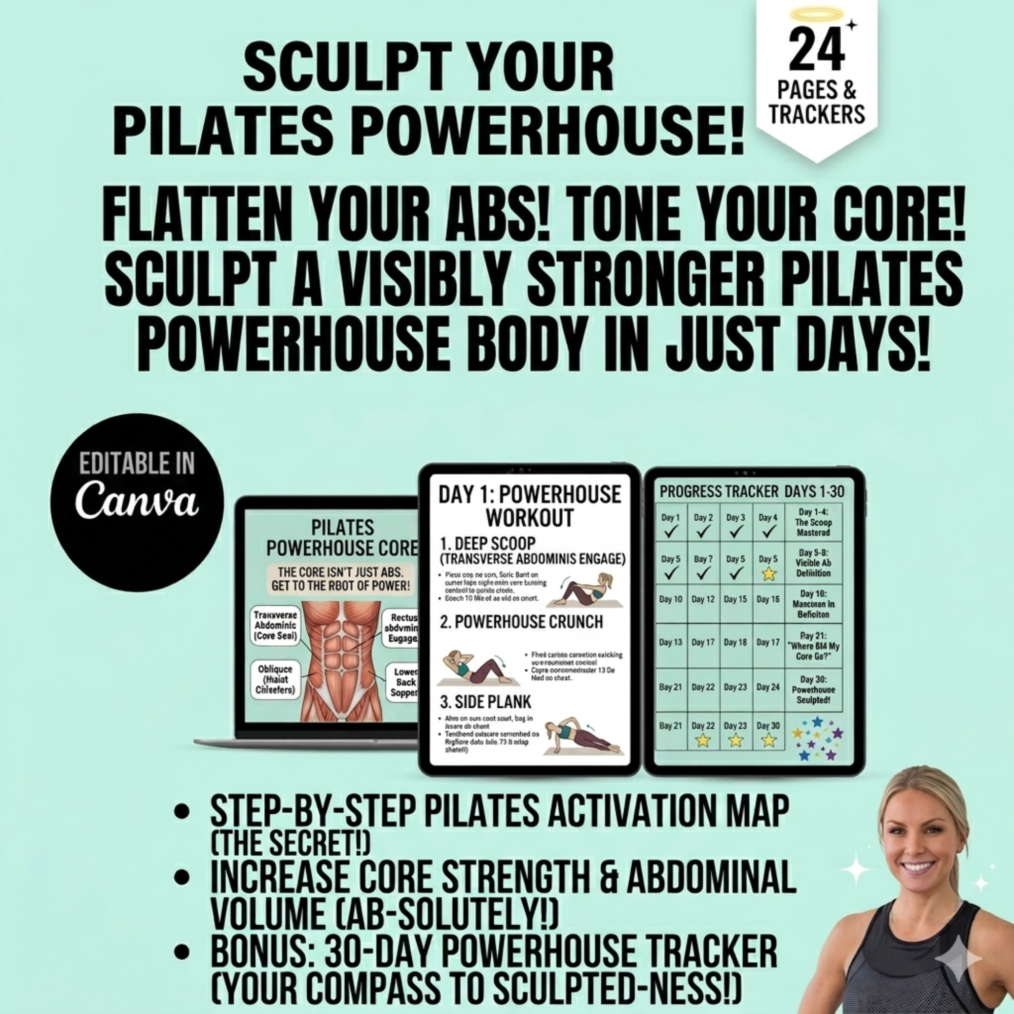 30 Day Pilates Core & Strength Guide E-Book (PDF Download)