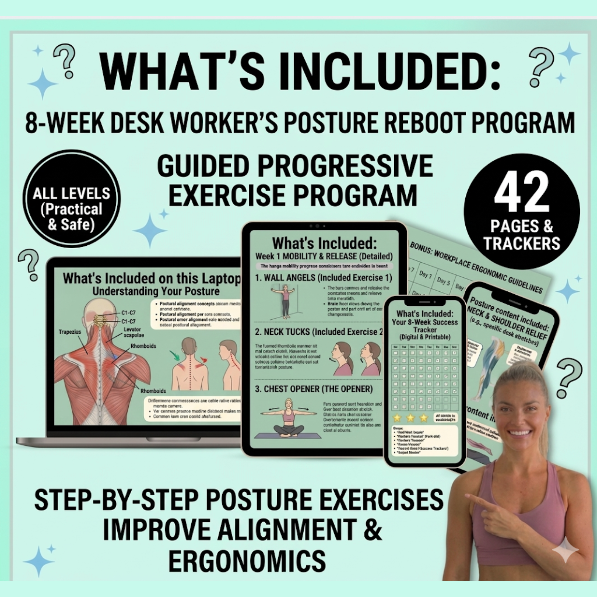 8 Week Tech Neck & Posture Correction Guide E-Book (PDF Download)