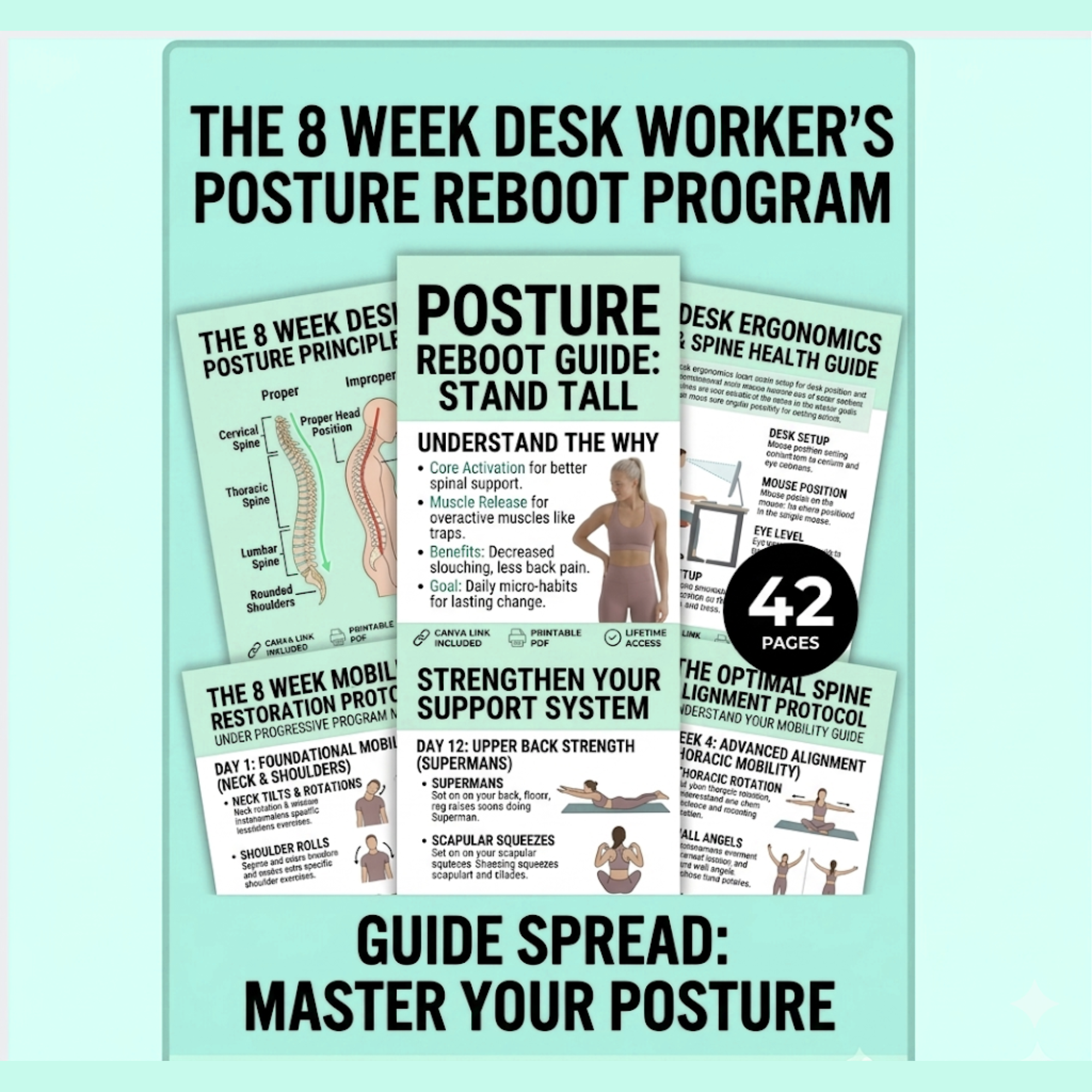 8 Week Tech Neck & Posture Correction Guide E-Book (PDF Download)