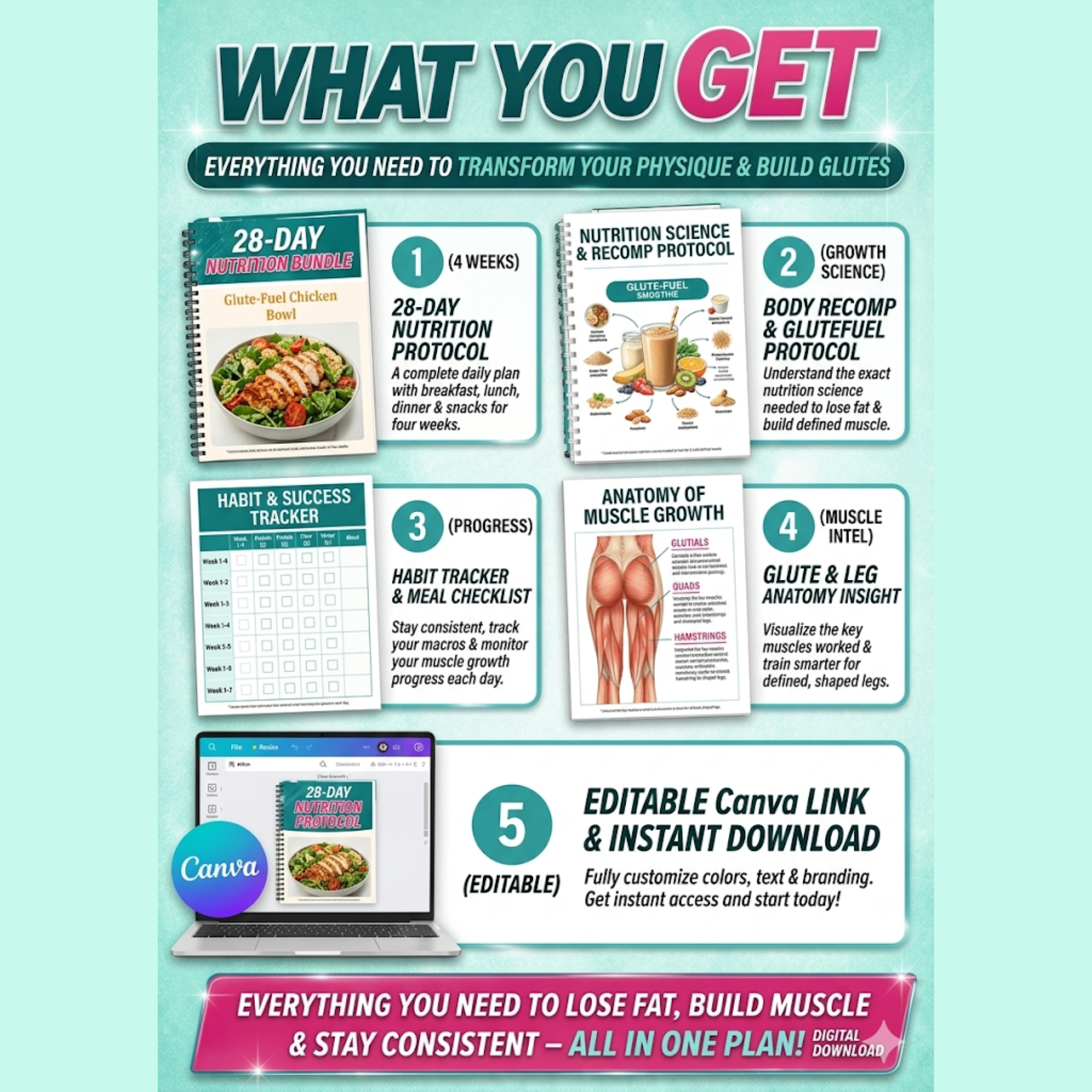 28 Day High Protein Low Carb Meal Plan E-Book (PDF Download)
