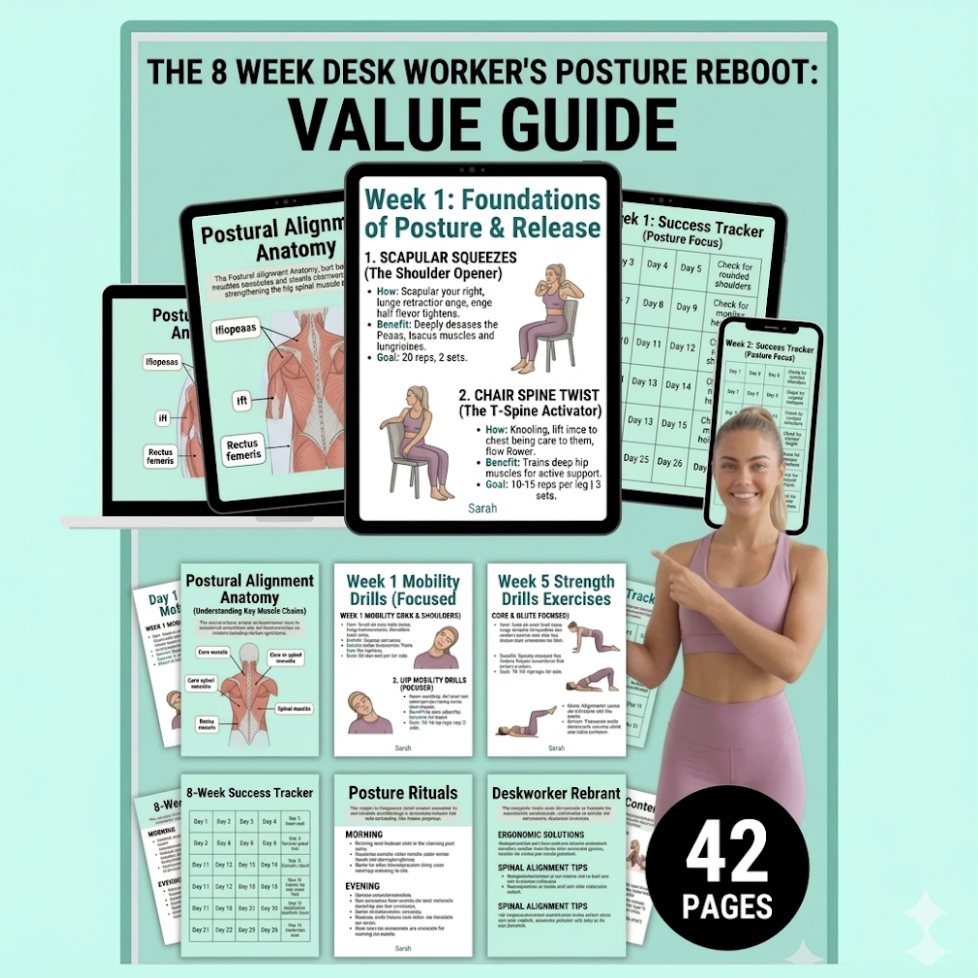 8 Week Tech Neck & Posture Correction Guide E-Book (PDF Download)