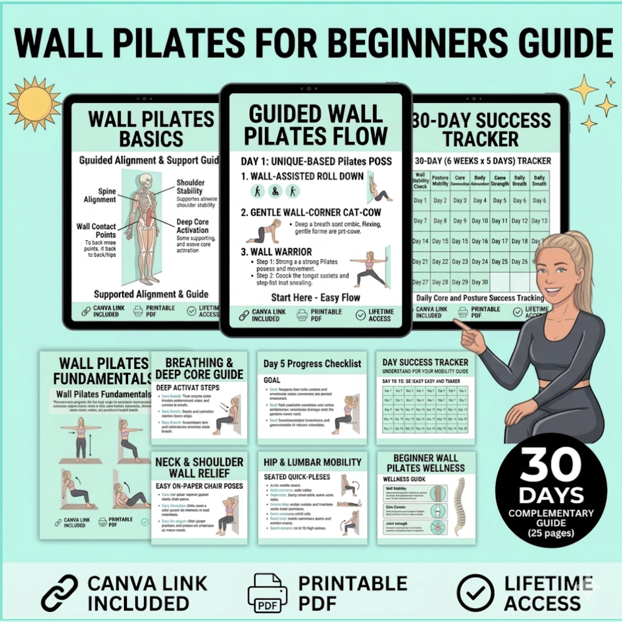 Wall Pilates Core Strength Guide E-Book (PDF Download)