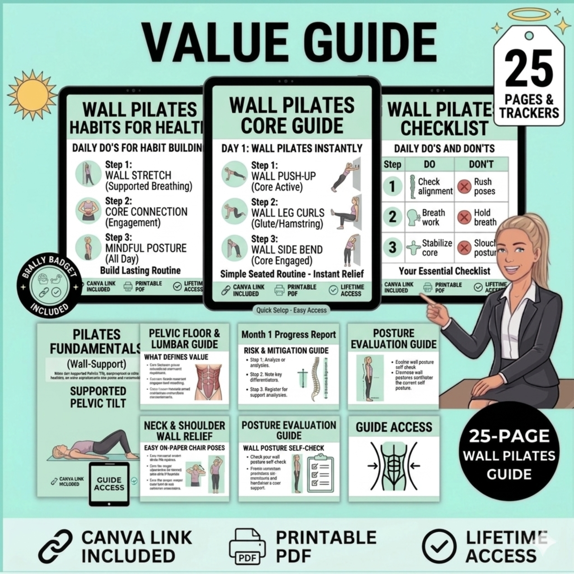 Wall Pilates Core Strength Guide E-Book (PDF Download)